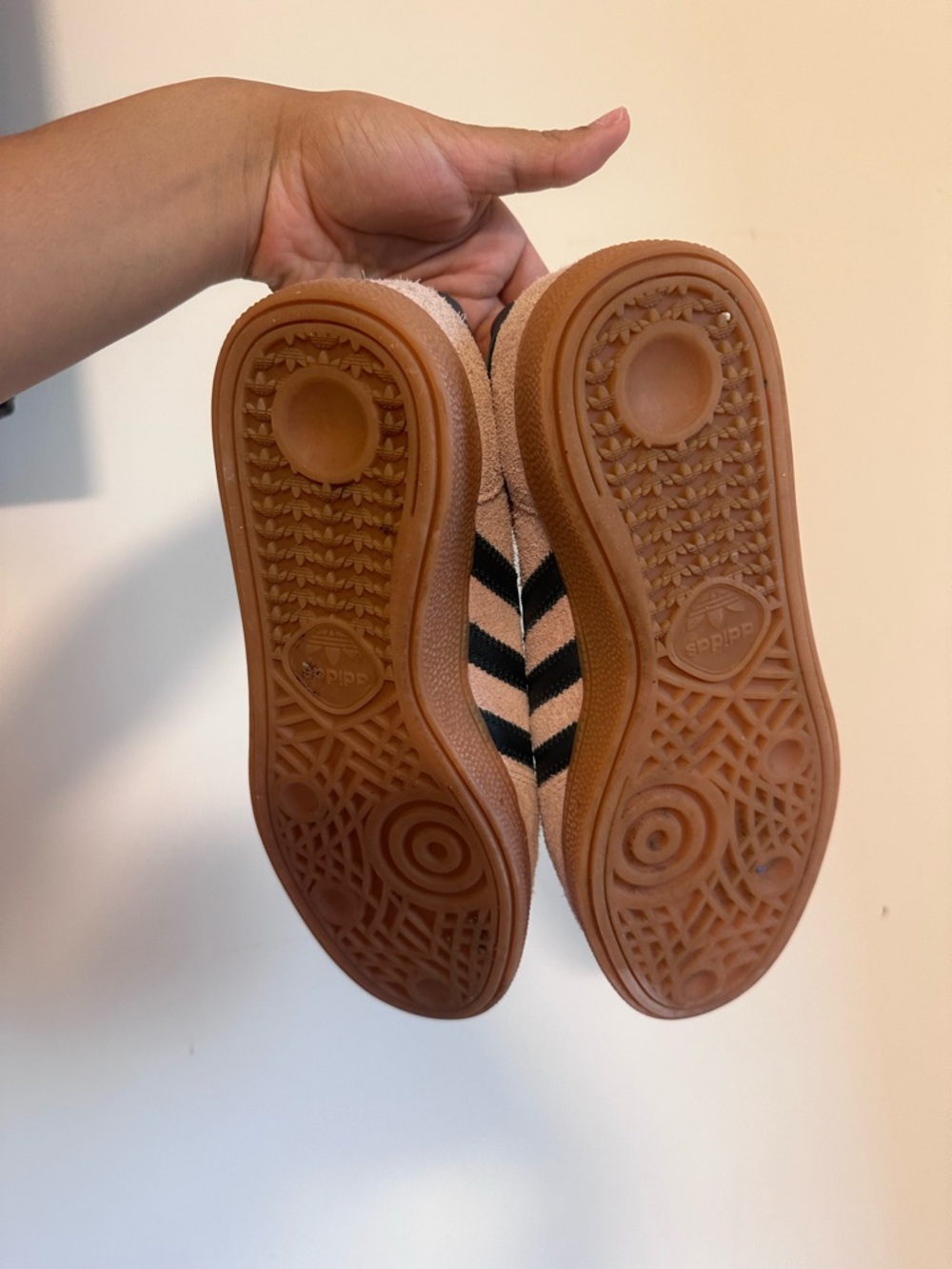 adidas Kids Pink Suede Sneakers with Black Stripe Accents